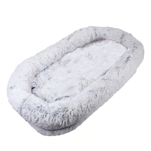 Human Dog Bed, Washable Faux Fur Dog Bed For People Doze Off, Napping Orthopedic Dog Bed,71'x45'x14 Size Fits You And Pets Grey