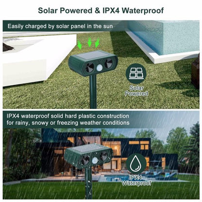 Ultrasonic Animal Repellent Solar Motion Sensor Repellent IPX4 Outdoor Waterproof Type, No Delivery On Weekends