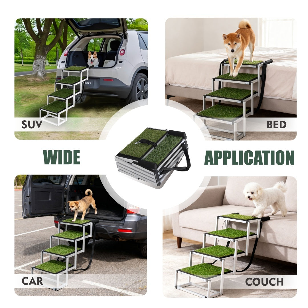 Foldable Dog Ramp For Cars, SUVs, Trucks, Portable Pet Dog Stairs For Large Dogs With Non-Slip Surface  Reinforced Design, Lightweight Yet Sturdy Supports Up To 250lbs