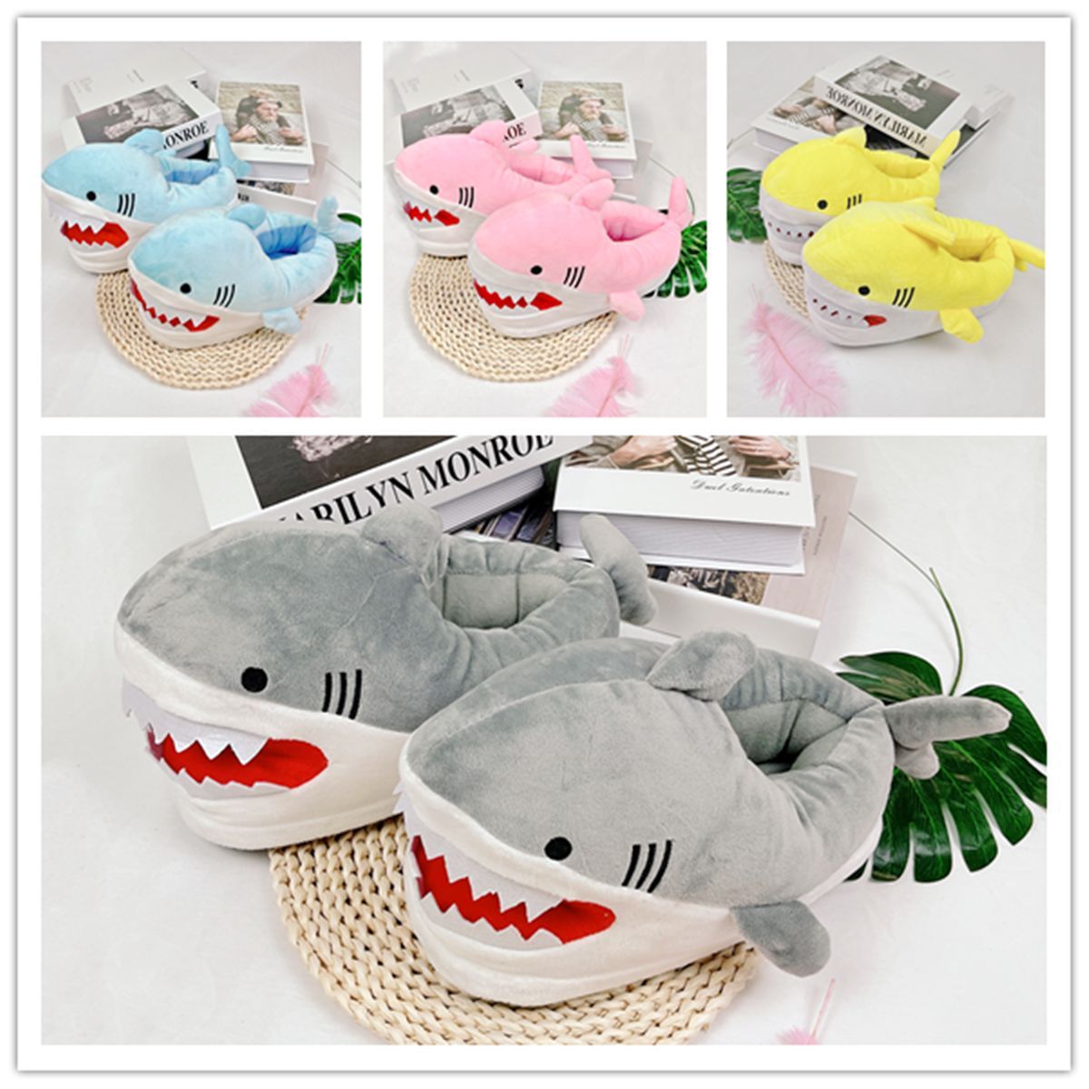 Cute Cartoon Shark Indoor Warm Home Cotton Slippers