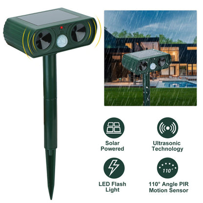 Ultrasonic Animal Repellent Solar Motion Sensor Repellent IPX4 Outdoor Waterproof Type, No Delivery On Weekends